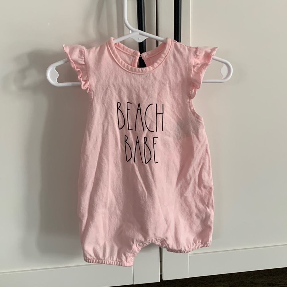 Rae Dunn baby beach babe pink romper